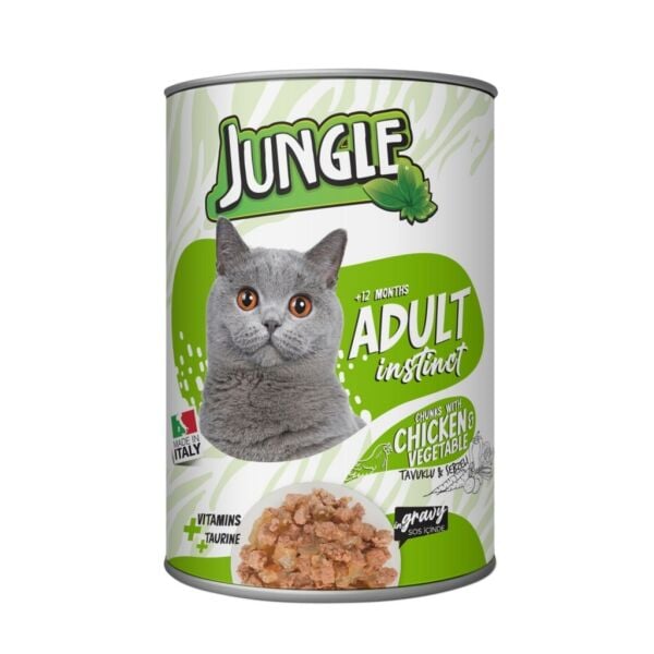 Jungle Tavuklu ve Sebzeli Yetişkin Kedi Konservesi 415grx24 adet
