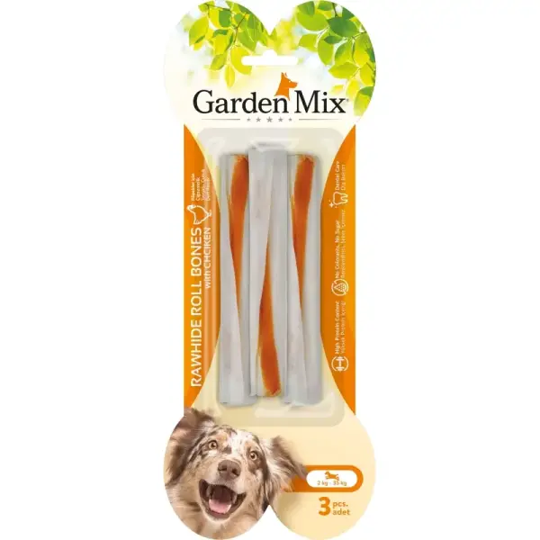 Garden Mix Tavuklu Deri Çubuk Kemik Ödülü 90gr (3'lü)x2 adet