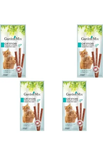 Garden Mix Somonlu Tahılsız Kedi Ödül Çubuğu 15gr (3'lü)x4 adet