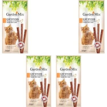 Garden Mix Tavuklu Tahılsız Kedi Ödül Çubuğu 15gr (3'lü)x4 adet