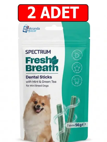 Spectrum Fresh Breath Dental Sticks Naneli ve Yeşil Çaylı Mini Irk Köpek Ödül Maması 56gr (7'li)x2adet