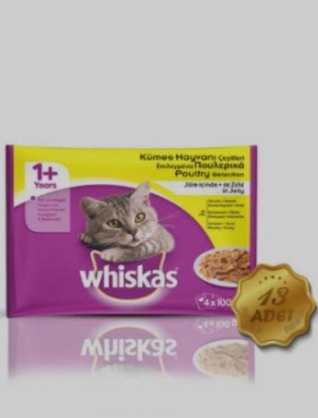 Whiskas Pouch Kümes Hayvanı Çeşitleri Kedi Konserve 4x100gr 13 Paket