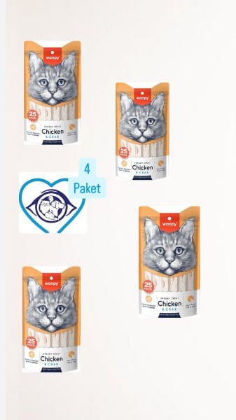 Wanpy Tavuklu ve Yengeçli Sindirim Sistemi Destekleyici Krema Kedi Ödül Maması 14gr (25'li) - 4 Paket