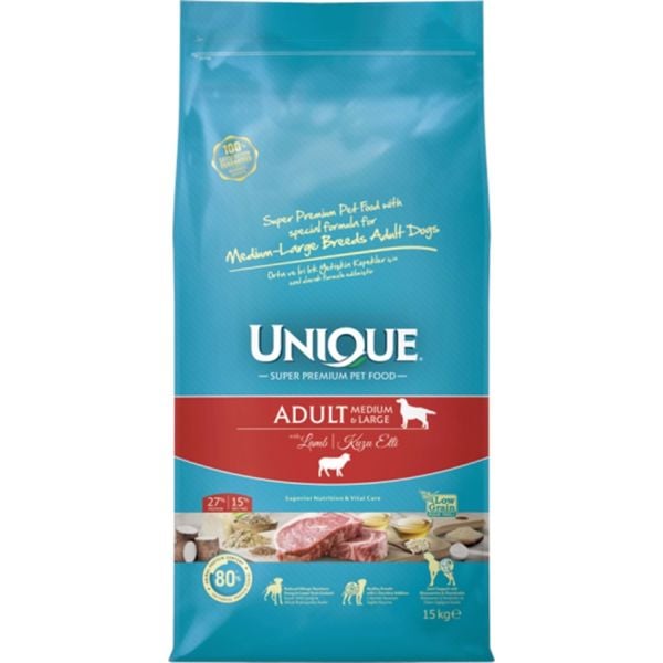 Unique Orta Ve Iri Irk Yetişkin Köpek Maması Kuzu Etli 12 Kg