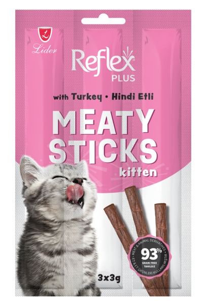 Reflex Meaty Sticks / Yavru Kediler için Hindi Etli Çubuk 3x3g
