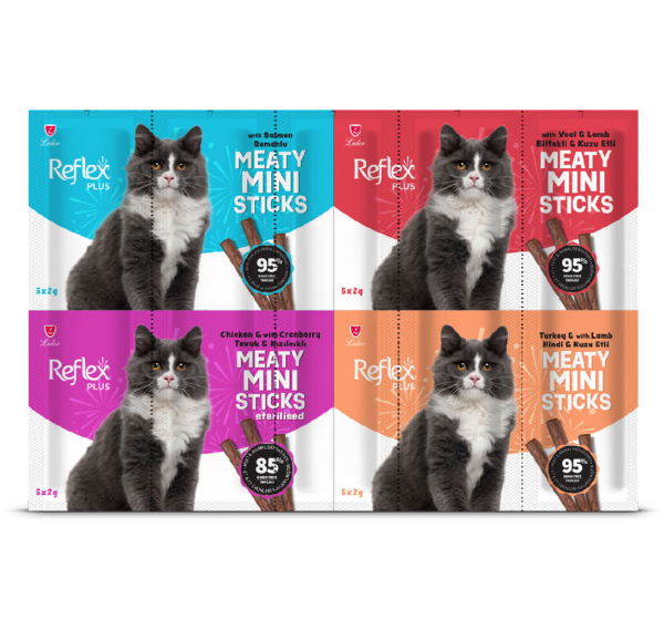 Reflex  Meaty Mini Sticks / Somonlu - Kuzu Etli - Biftekli - Kısırlaştırılmış Tavuklu Çubuk