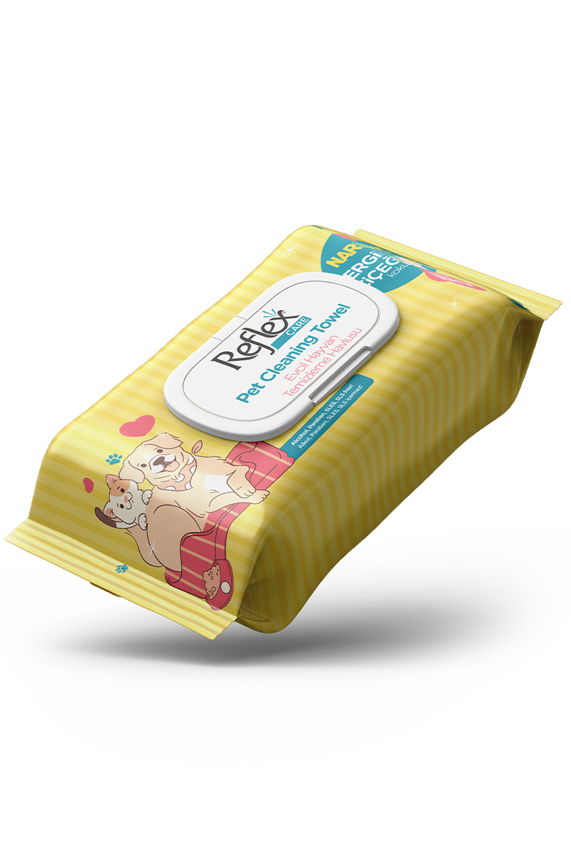 Reflex Plus Evcil Hayvanlar için Çok Amaçlı Hijyenik Temizleme Mendili - Nergis Çiçeği Kokulu 50'li