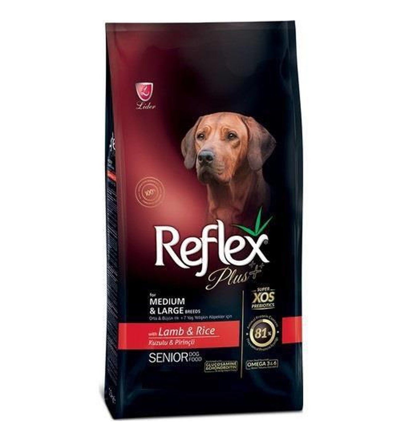 Reflex Plus Orta ve Büyük Irk +7 Yaş için Kuzu Etli Yaşlı Köpek Maması 15kg