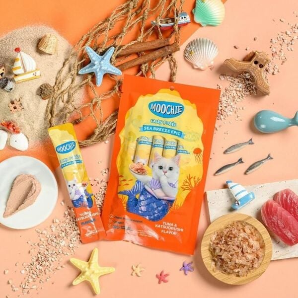 Moochie Ton Balıklı-Katsuobushi 15 gr 5'li Sıvı Kedi Ödül Maması