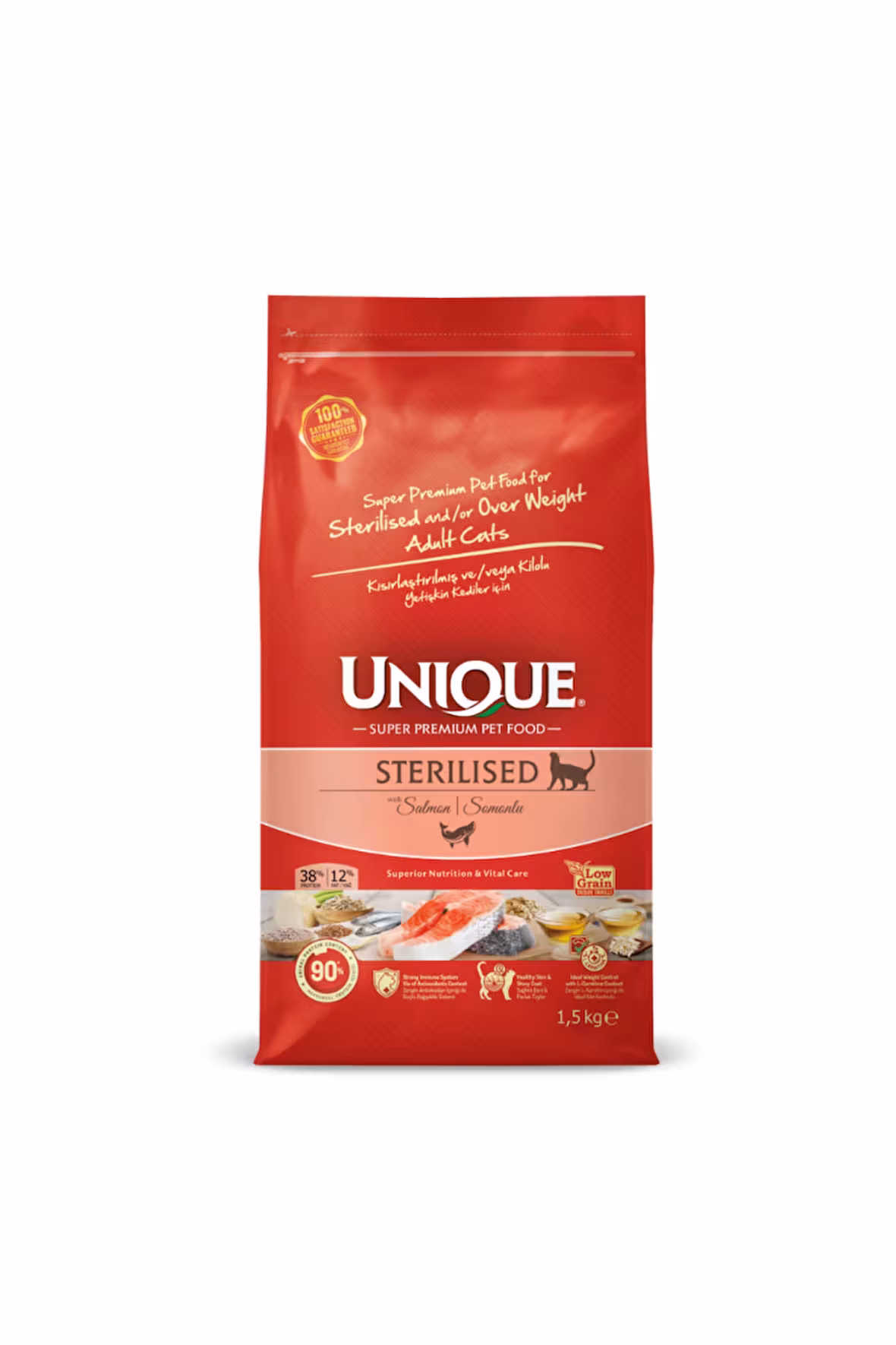 UNIQUE Kısırlaştırılmış (Sterilised) Kedi Maması Somonlu 1,5 Kg