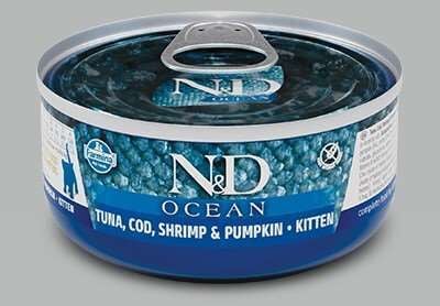 ND Ocean Tahılsız Morina Balığı Balkabağı ve Karidesli Yavru Kedi Konservesi 70gr