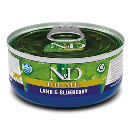 N&D Prime Kuzu Etli ve Yaban Mersinli Kedi Konservesi 70 Gr