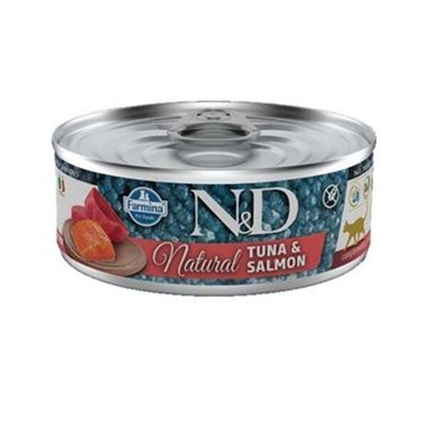 N&D Natural Tuna Ve Somon Balıklı Yetişkin Kedi Konservesi 70 Gr