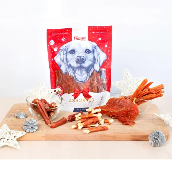 Wanpy Karışık Kurutulmuş 4 Çeşit Et Özel Günler için Köpek Ödülü 300 Gr
